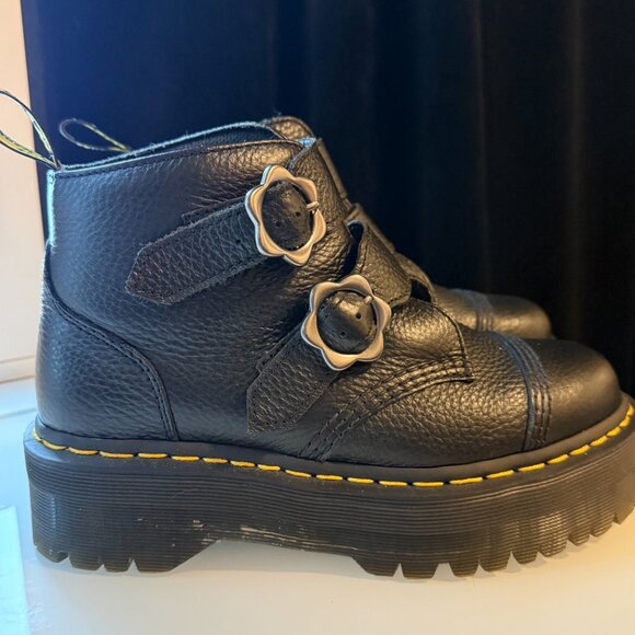 Dr. Martens Devon Flower Buckle Leather Platform Boots - Picture 2 of 4